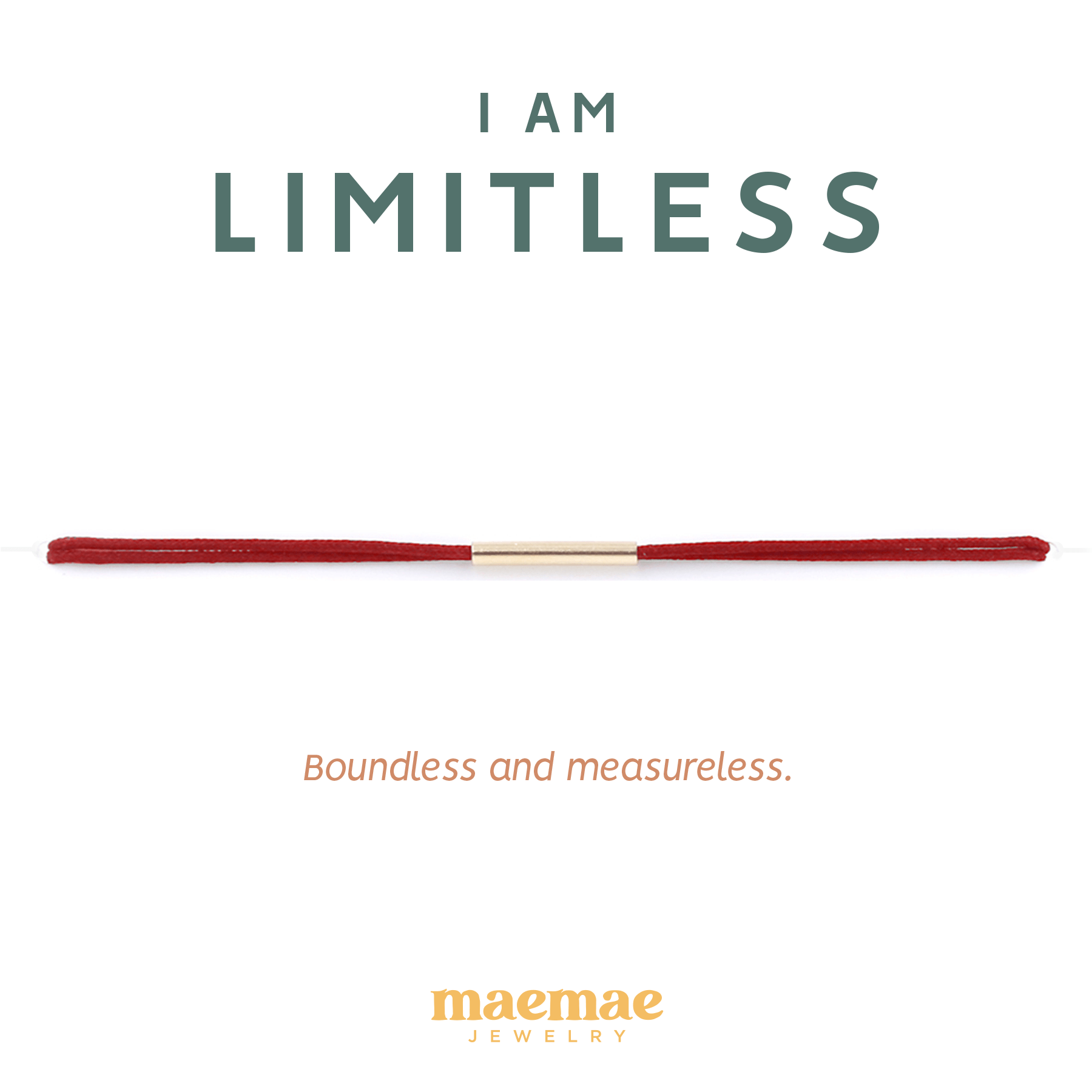 I Am Limitless Dainty Bracelet Red / X-Small (5-6") / 14k Gold Filled MaeMae Jewelry | I Am Limitless | Silk Cord Bracelet