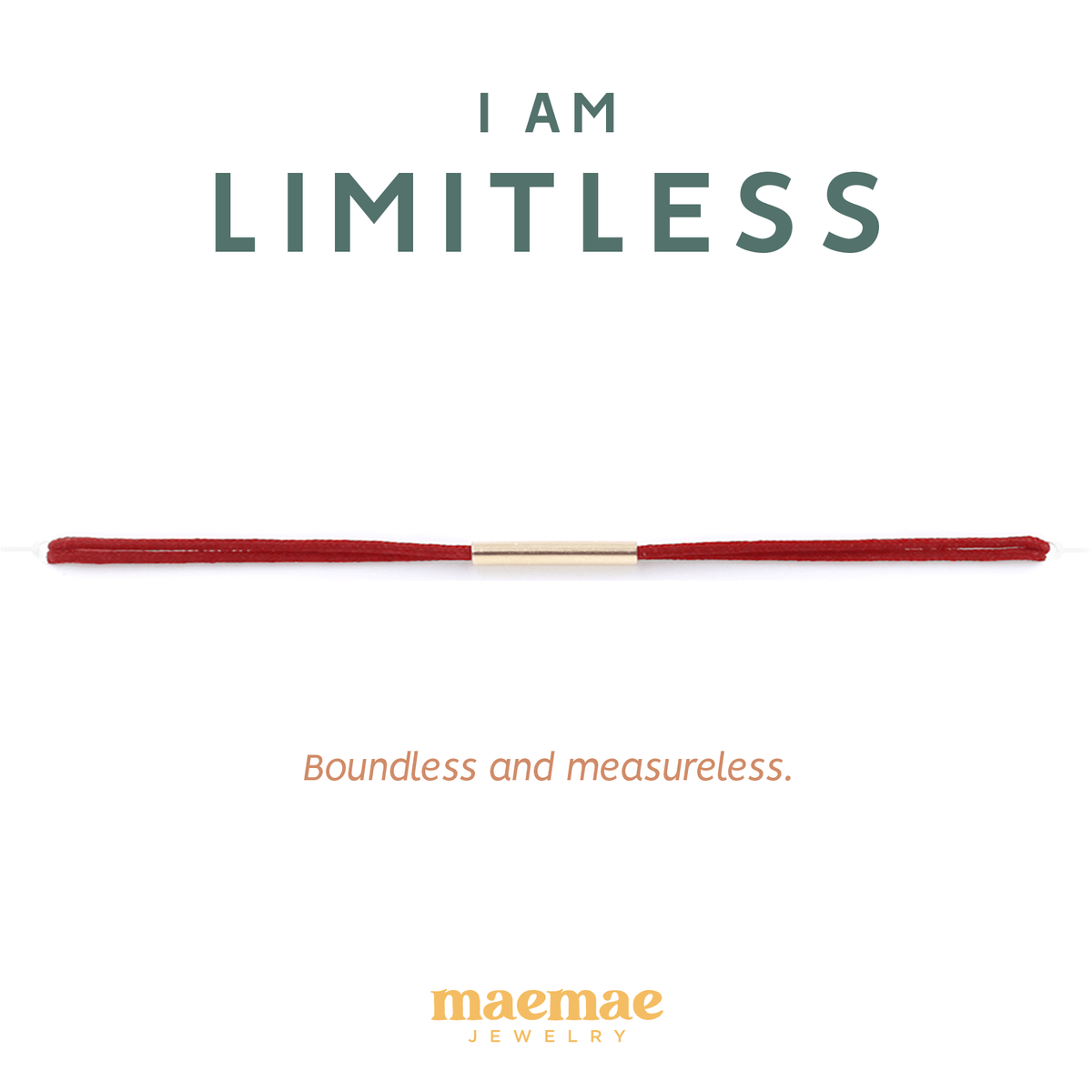 I Am Limitless Dainty Bracelet Red / X-Small (5-6") / 14k Gold Filled MaeMae Jewelry | I Am Limitless | Silk Cord Bracelet