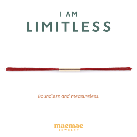 I Am Limitless Dainty Bracelet Red / X-Small (5-6") / 14k Gold Filled MaeMae Jewelry | I Am Limitless | Silk Cord Bracelet