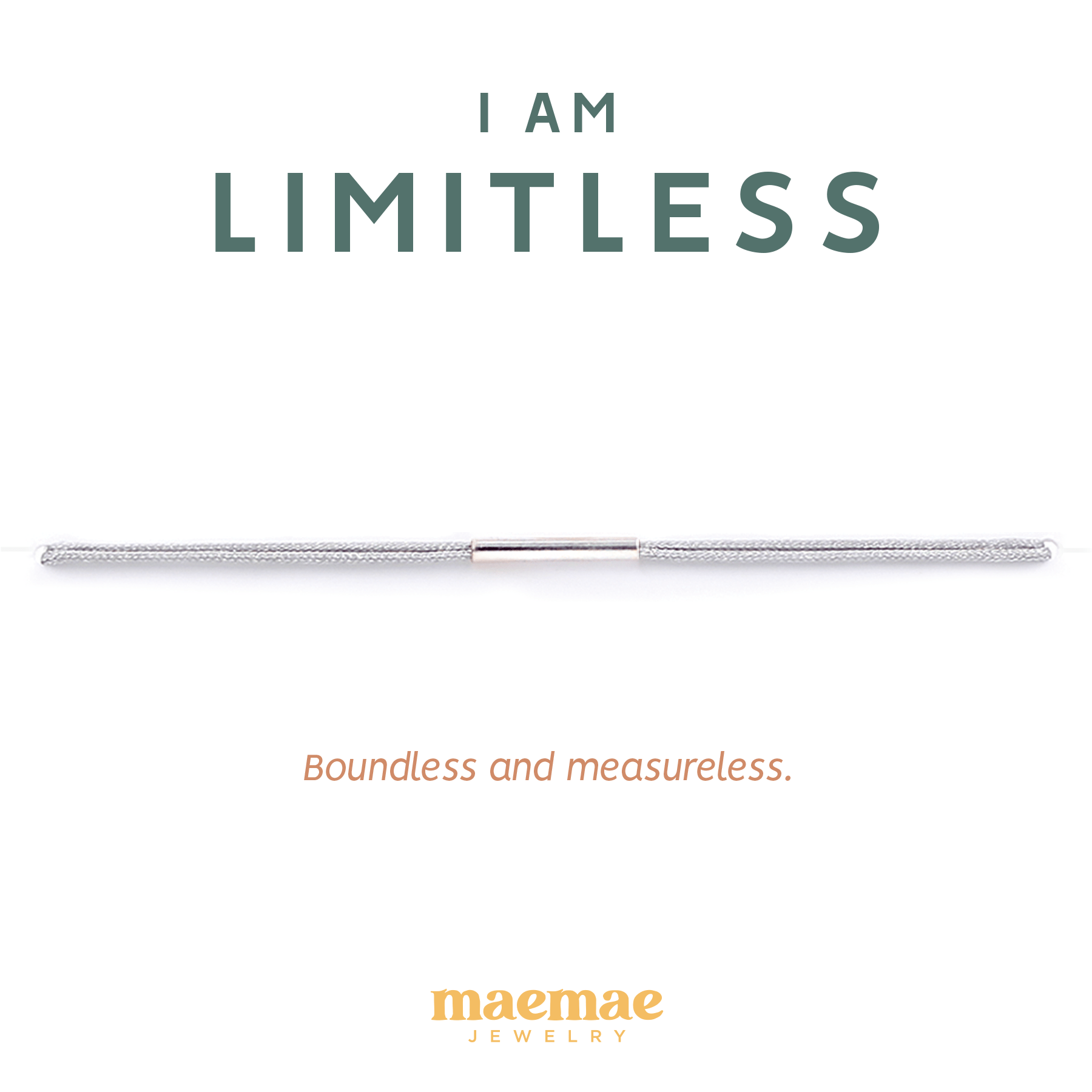 I Am Limitless Dainty Bracelet Silver / X-Small (5-6") / Sterling Silver MaeMae Jewelry | I Am Limitless | Silk Cord Bracelet