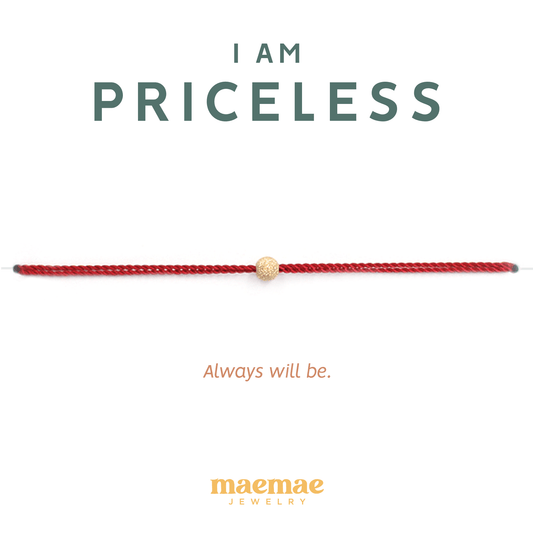 I Am Priceless Bracelet Dainty Bracelet small (standard) / red / gold MaeMae Jewelry | I Am Priceless Bracelet