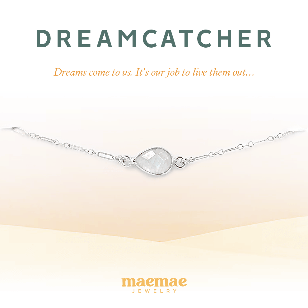 Dreamcatcher sterling silver bracelet on affirmation card