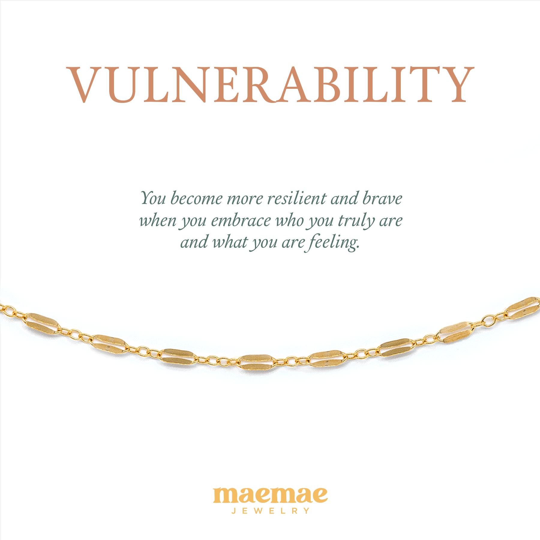 MaeMae Jewelry Vulnerability bracelet on affirmation card