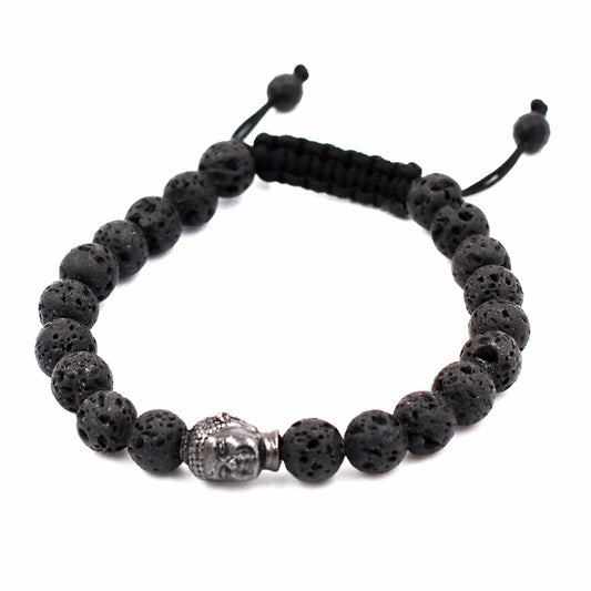 Lava Stone Macrame Bracelet Dainty Bracelet XS / Black MaeMae Jewelry | Lava Stone Bracelet| Authentic Gemstones