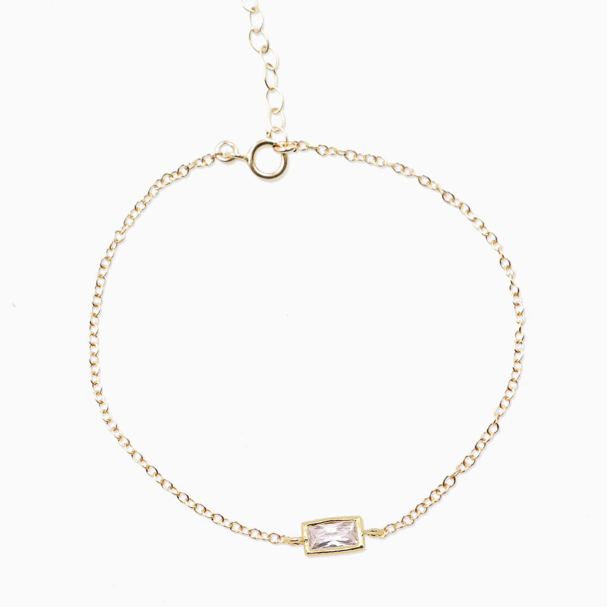 Milestone Bracelet Dainty Bracelet XS Petite / 14k Gold Filled MaeMae Jewelry | "The Milestone" Two-Toned Bracelet | Crystal Baguette