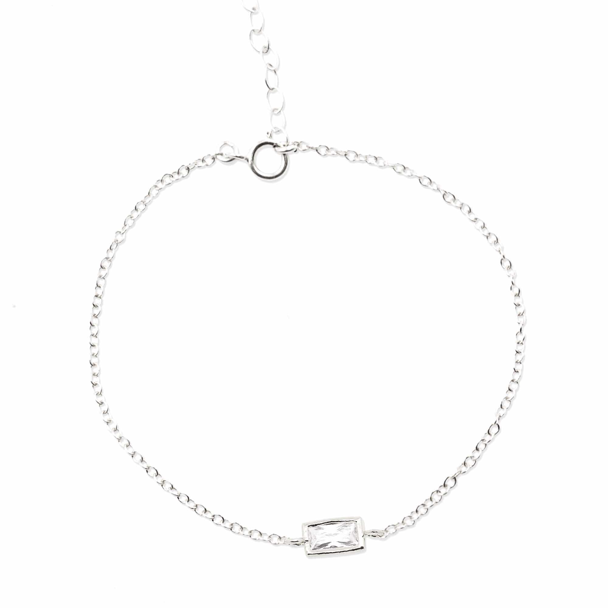 Milestone Bracelet Dainty Bracelet XS Petite / Sterling Silver MaeMae Jewelry | "The Milestone" Two-Toned Bracelet | Crystal Baguette