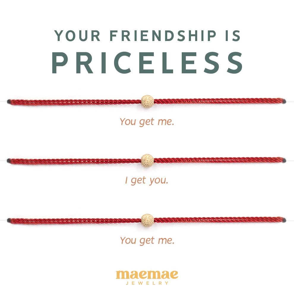 MaeMae Jewelry your friendship is priceless 3 string bracelets on card