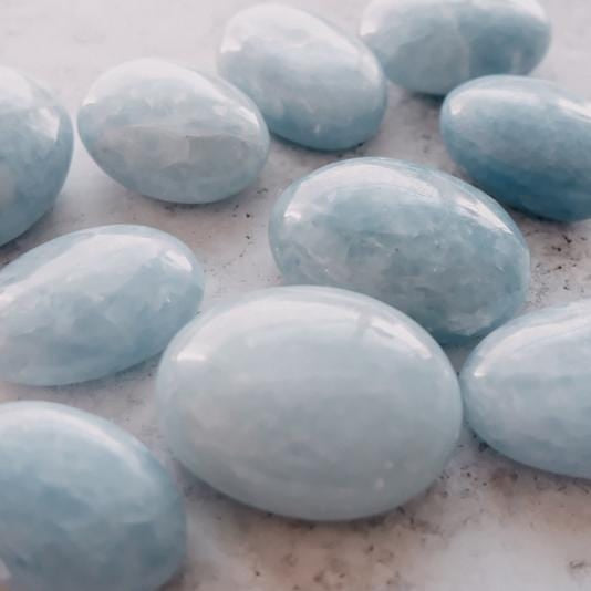 Blue Calcite Palm Stone Dainty Crystals