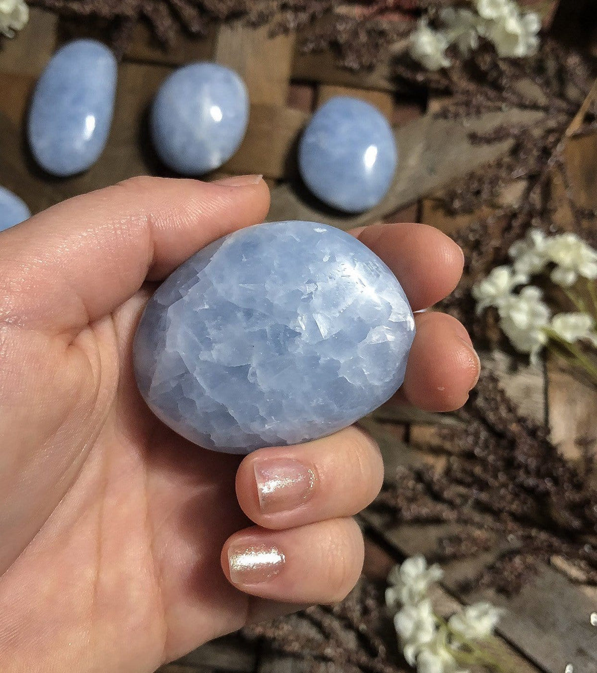 Palm Stone Crystals Dainty Crystals Blue Calcite