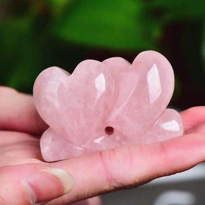 Heart Stone Crystals Variety of Options Dainty Crystals Double Rose Quartz Hearts