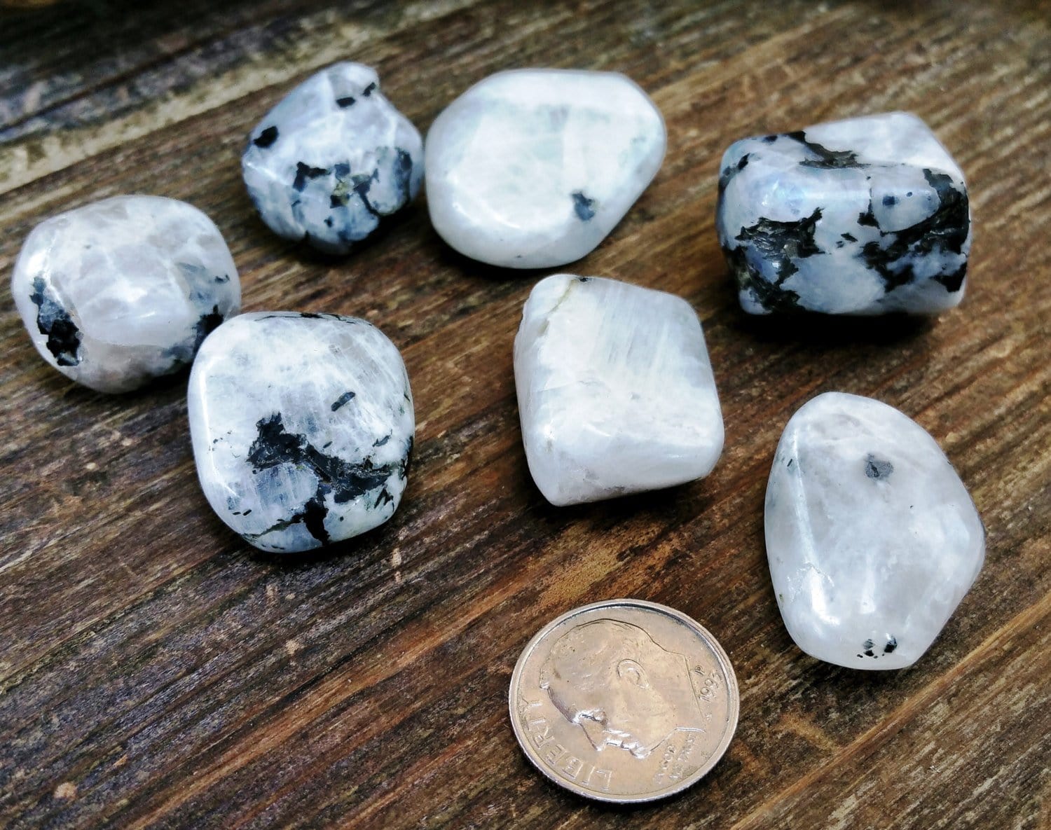 Tumble polished Rainbow Moonstone from MaeMae jewelry