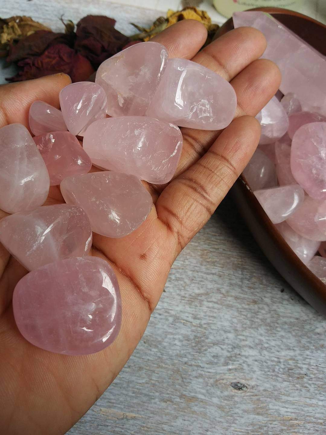 Rose Quartz - Grade A Tumbled Freeform Crystals Dainty Crystals