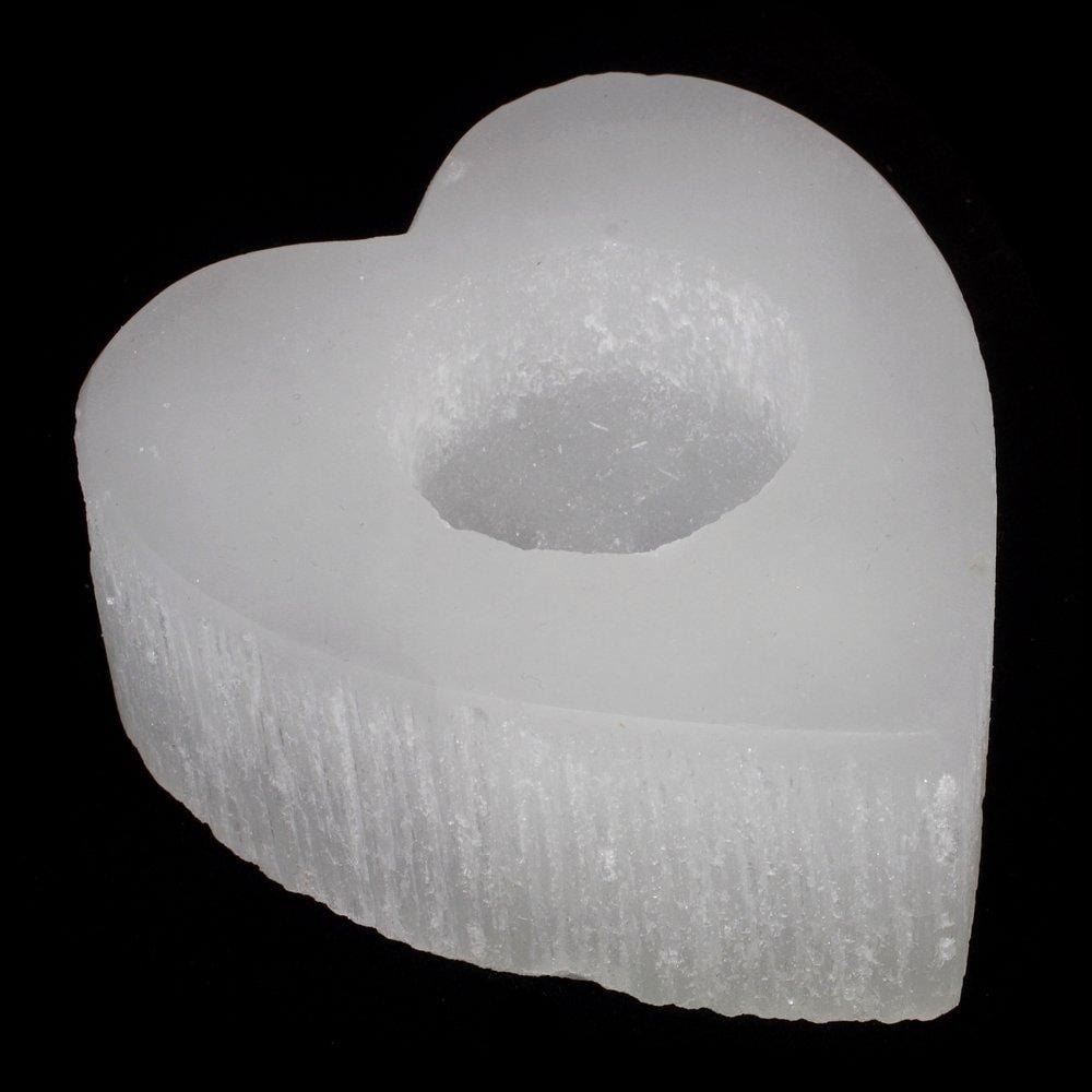 Selenite Heart Candle Holder Dainty Crystals