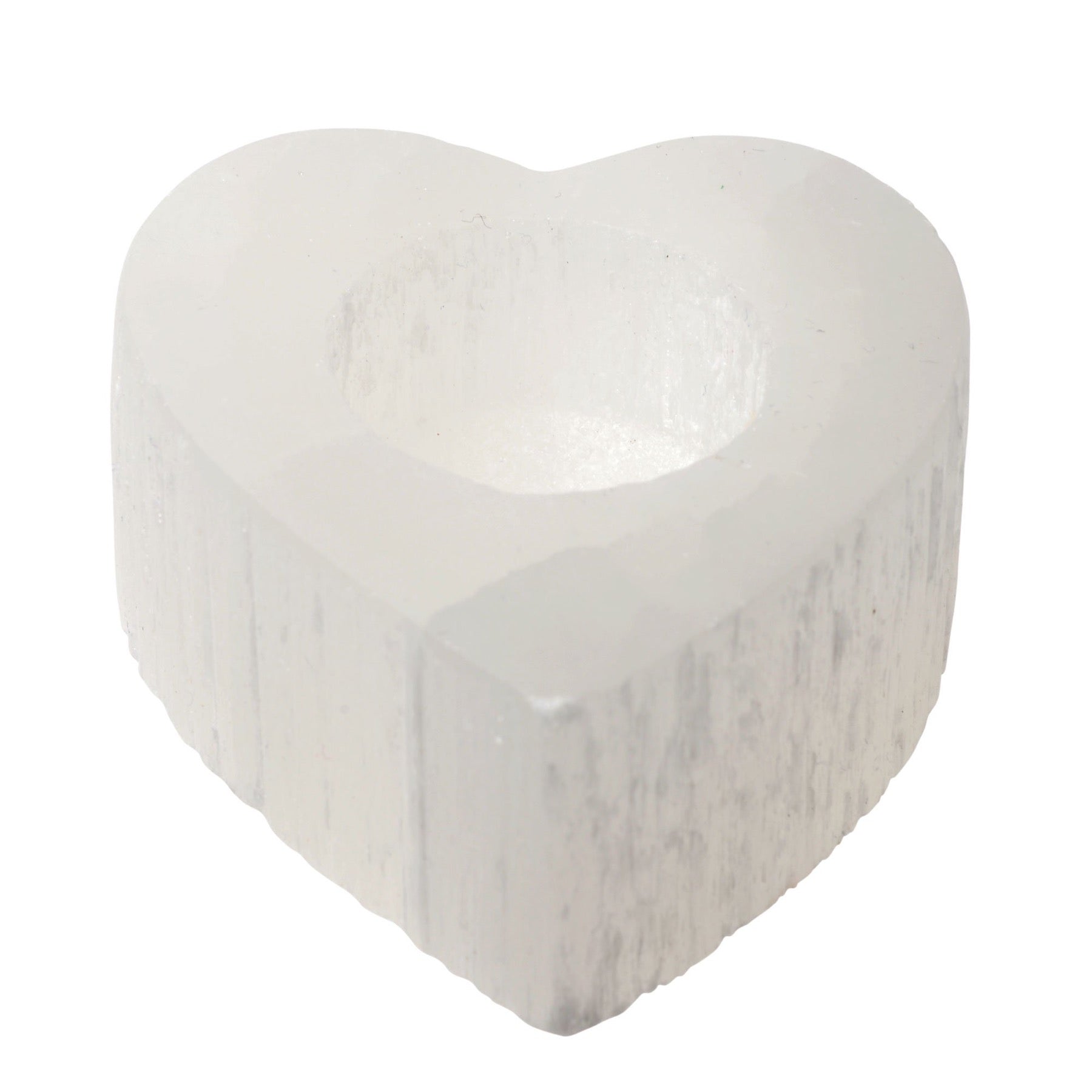 Selenite Heart Candle Holder Dainty Crystals