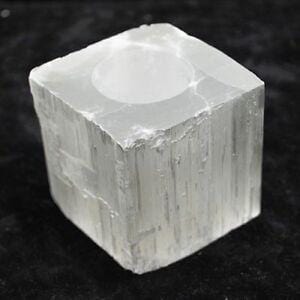 Selenite Square Candle Holder Dainty Crystals