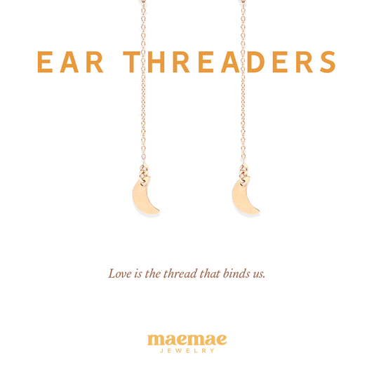 Crescent Moon Threader Earrings Dainty Earrings MaeMae Jewelry | Ear Threaders | Long Crescent Moon Chain Earrings
