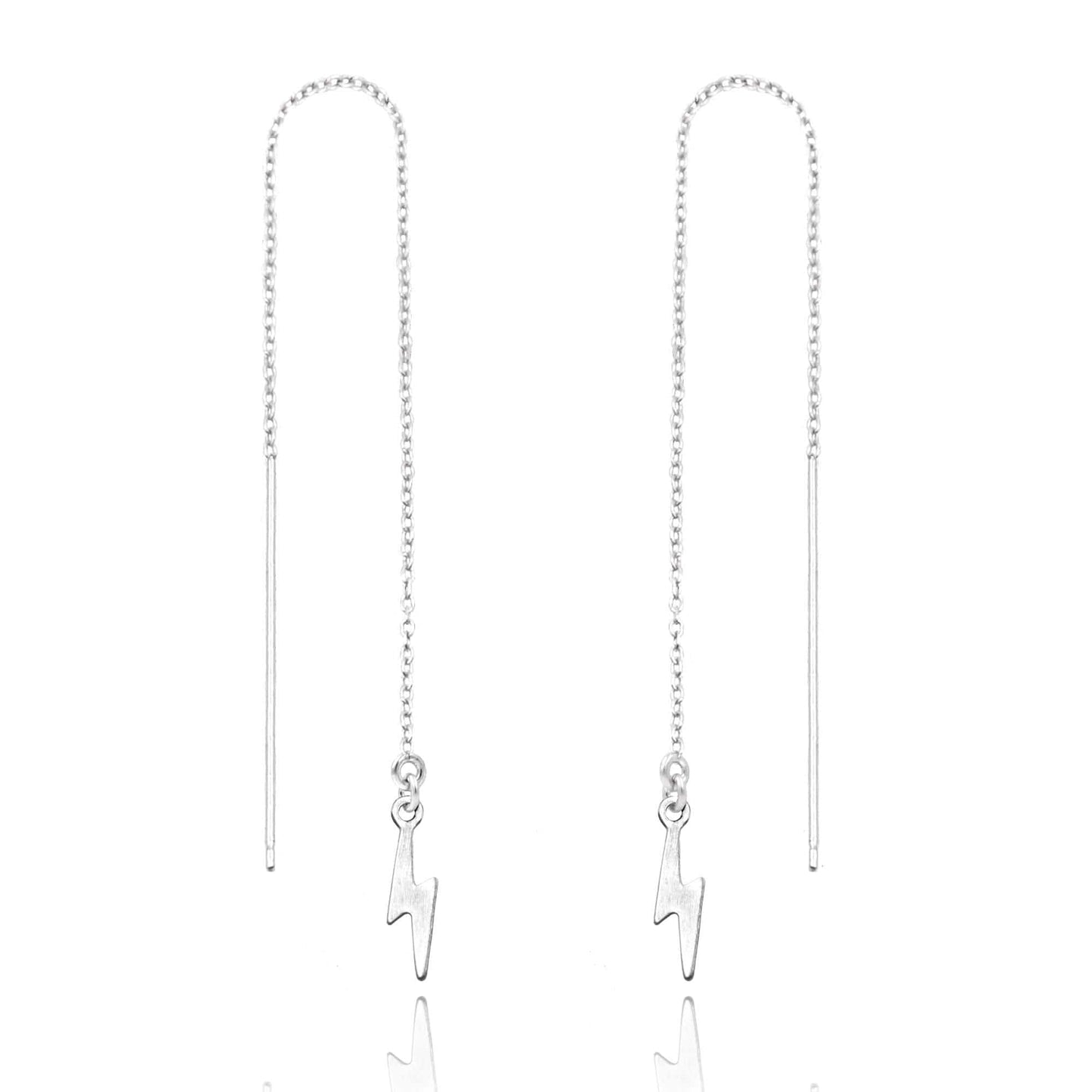Lightning Bolt Threader Earrings Dainty Earrings Sterling Silver Gold or Silver Lightning Bolt Long Chain Threader Earrings | MaeMae