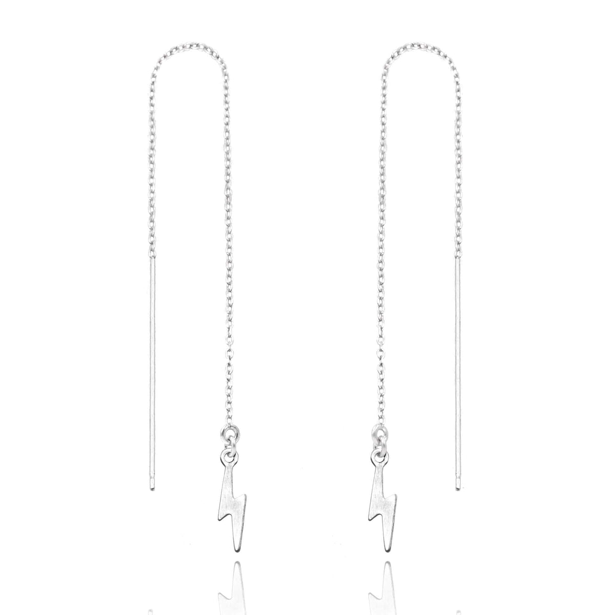 Lightning Bolt Threader Earrings Dainty Earrings Sterling Silver Gold or Silver Lightning Bolt Long Chain Threader Earrings | MaeMae