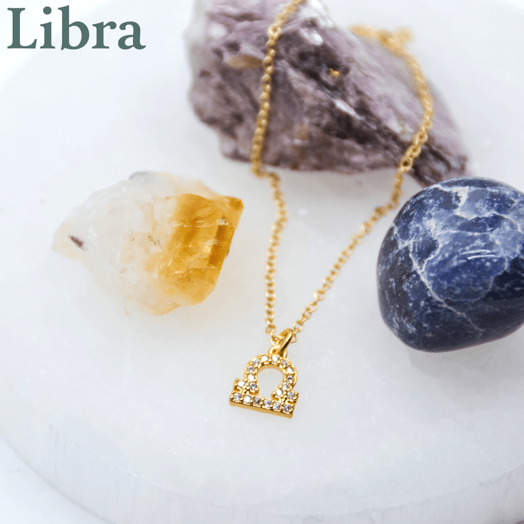 Dainty CZ Zodiac Necklace Dainty Libra Dainty CZ Zodiac Necklace | Gold Filled Jewelry | Zodiac Symbols