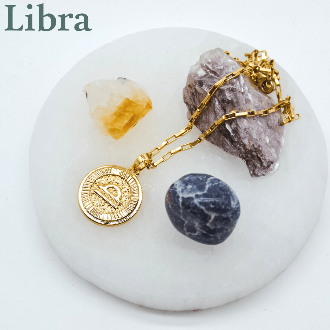 Zodiac Medallion Necklace Dainty Libra Zodiac Medallion Necklace | Gold Filled Jewelry | Zodiac Symbols