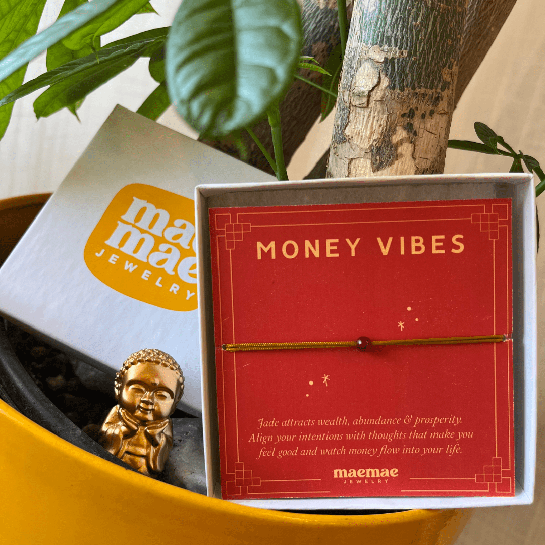 "Money Vibes" Red Jade String Bracelet Dainty