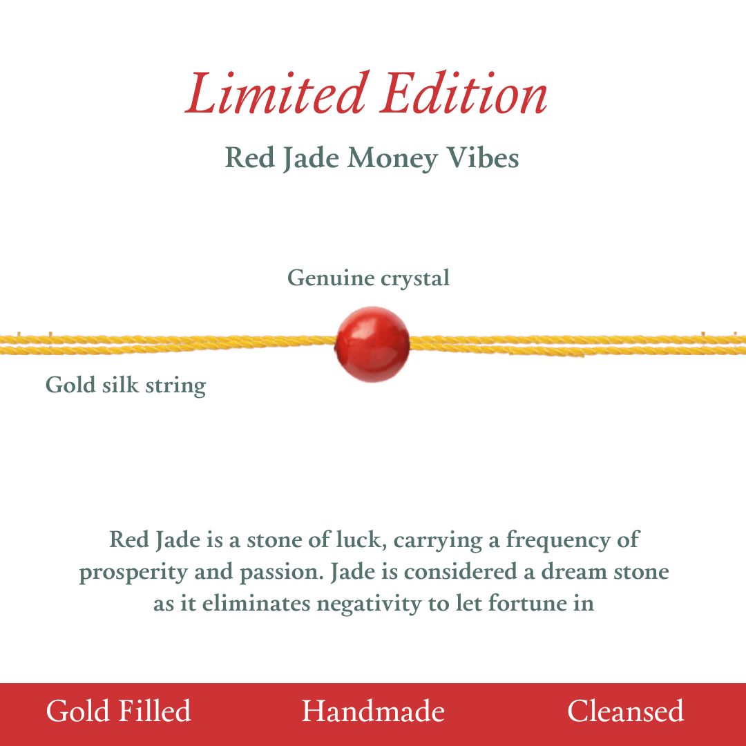 "Money Vibes" Red Jade String Bracelet Dainty