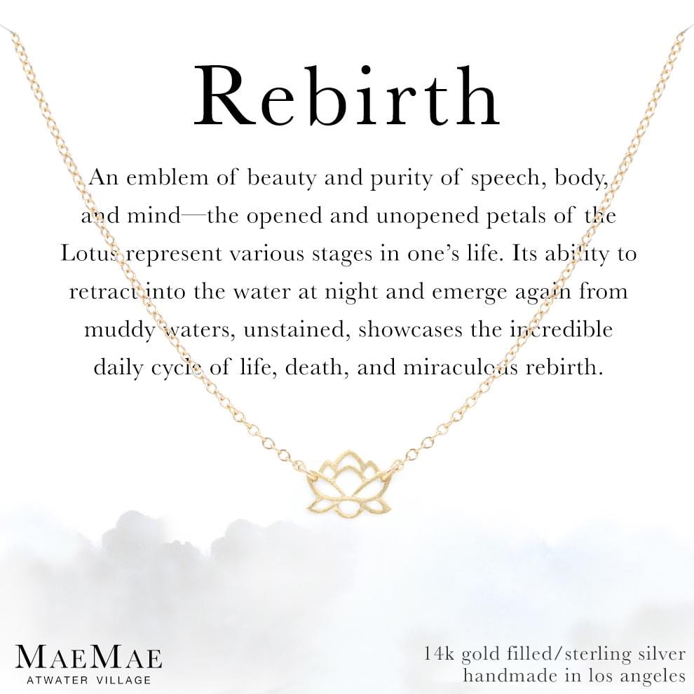 Rebirth Necklace Dainty Necklace 14" - 16" Rebirth Necklace | Lotus Necklace | Vermeil Gold | Carded Jewelry | MaeMae Jewelry