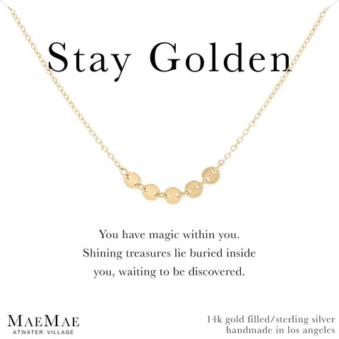 14k Gold Filled Necklace | Stay Golden Necklace | Disc chain necklace