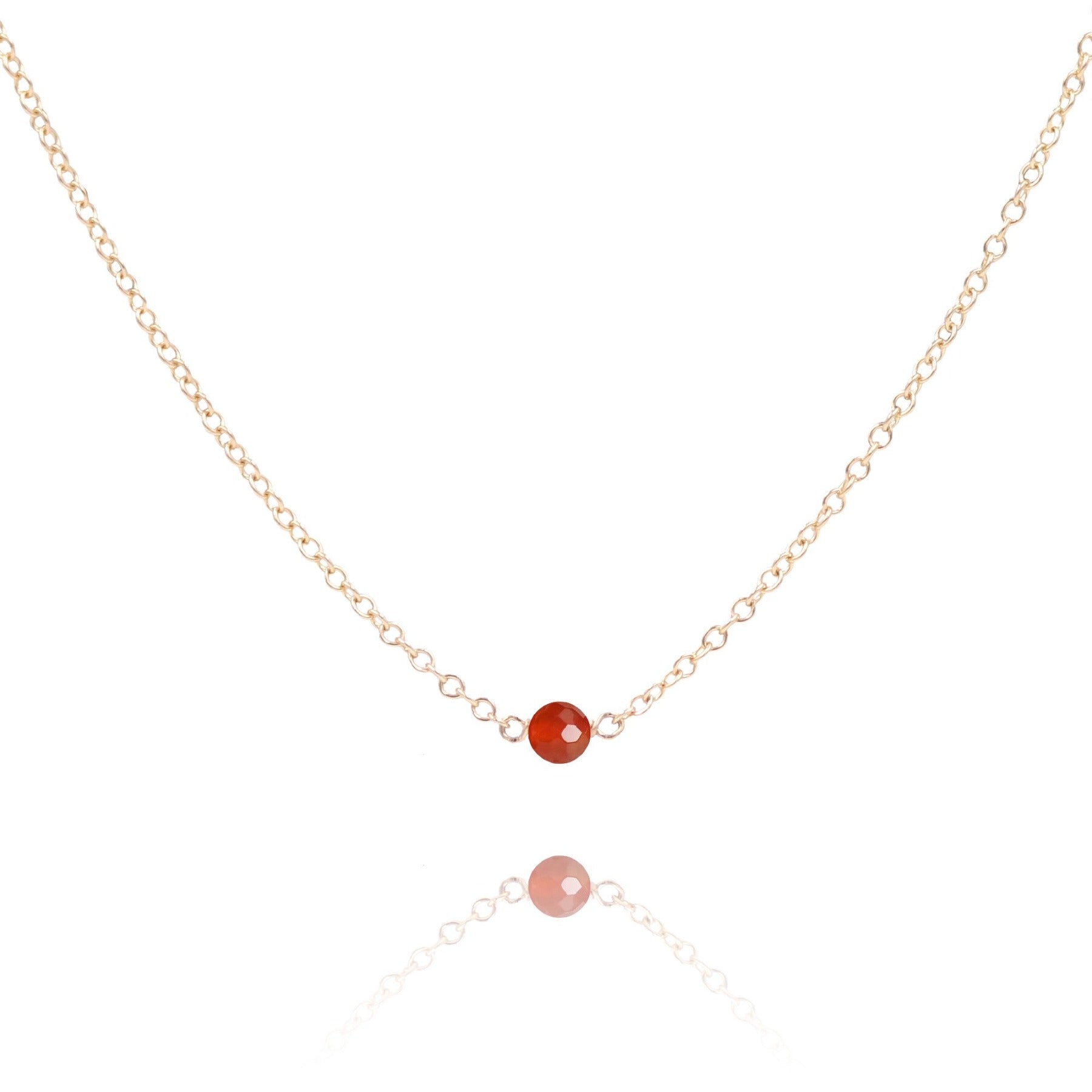 Red Jasper stone 14k gold filled chain necklace on white background