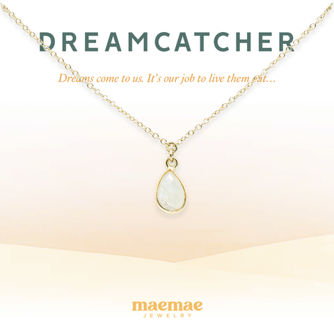 Dreamcatcher Necklace Dainty Necklace 14k Gold Filled / 16" - 18" Standard MaeMae Jewelry | Genuine Moonstone | Dreamcatcher Necklace | Gold or Silver