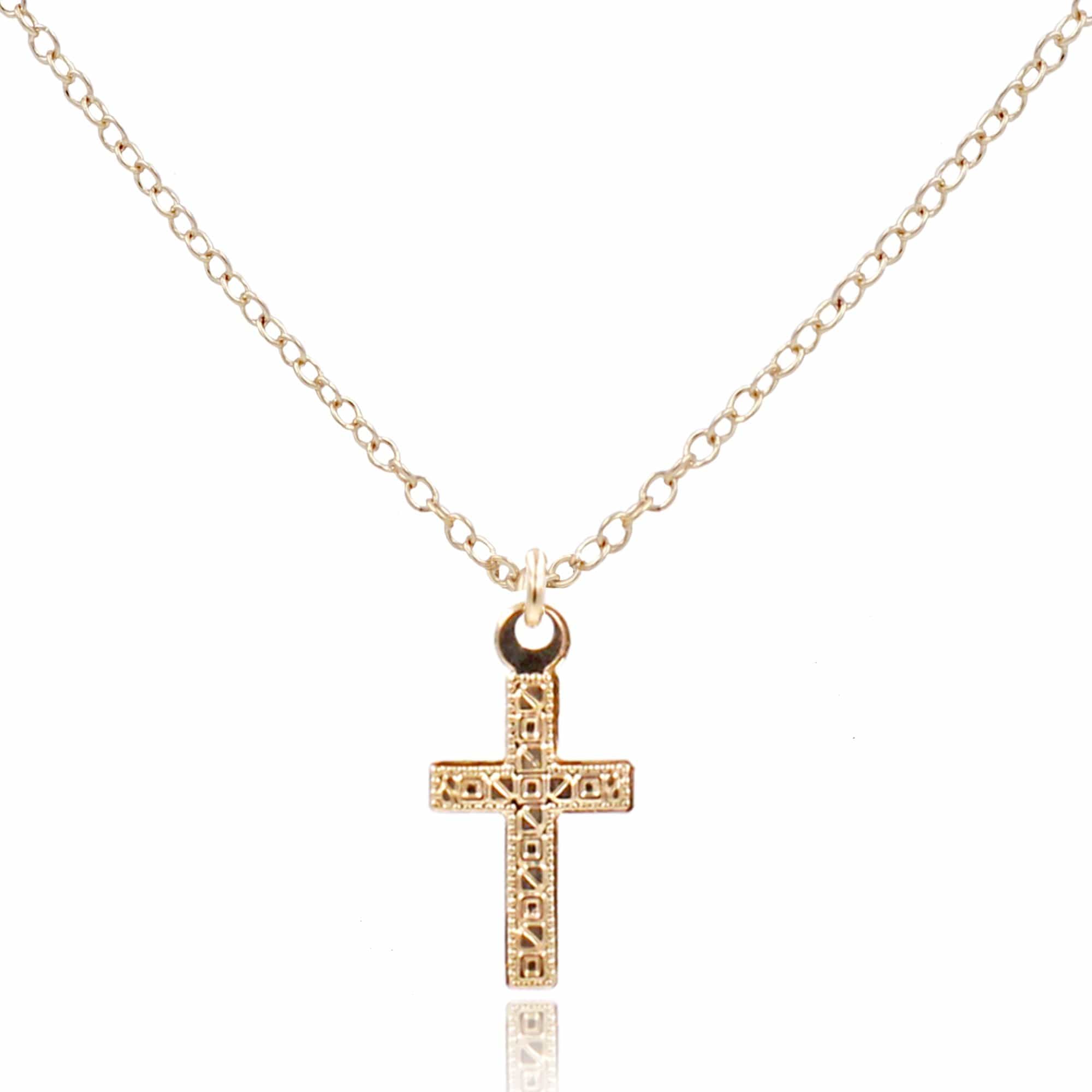 The Universe Loves A Believer Cross Charm Necklace Dainty Necklace 14k Gold Filled / 16" - 18" MaeMae Jewelry | Dainty Cross Charm Necklace | The Universe Loves A Believer