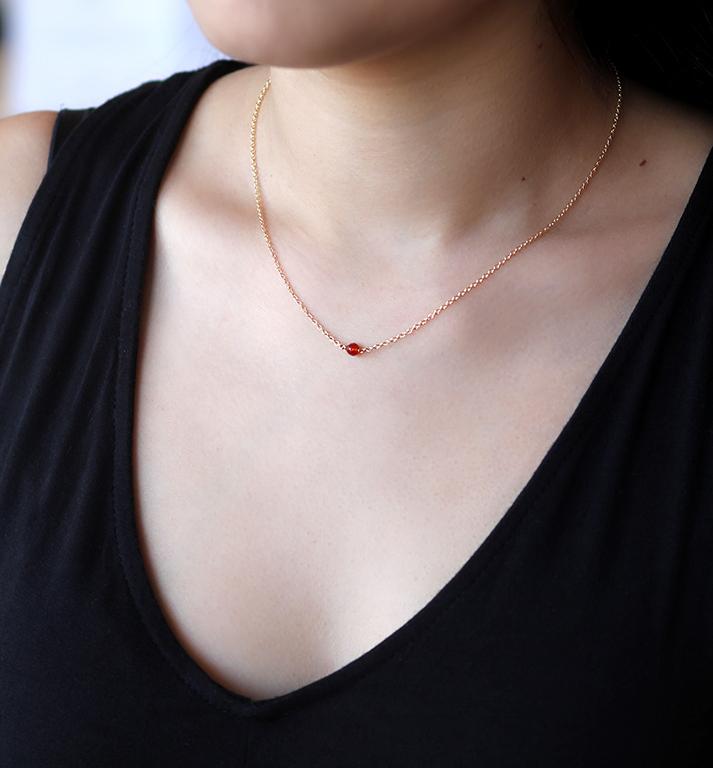 Balance Stone Necklace (Red Jasper) Dainty Necklace MaeMae Jewelry | Genuine Stone | Dainty Red Jasper Necklace