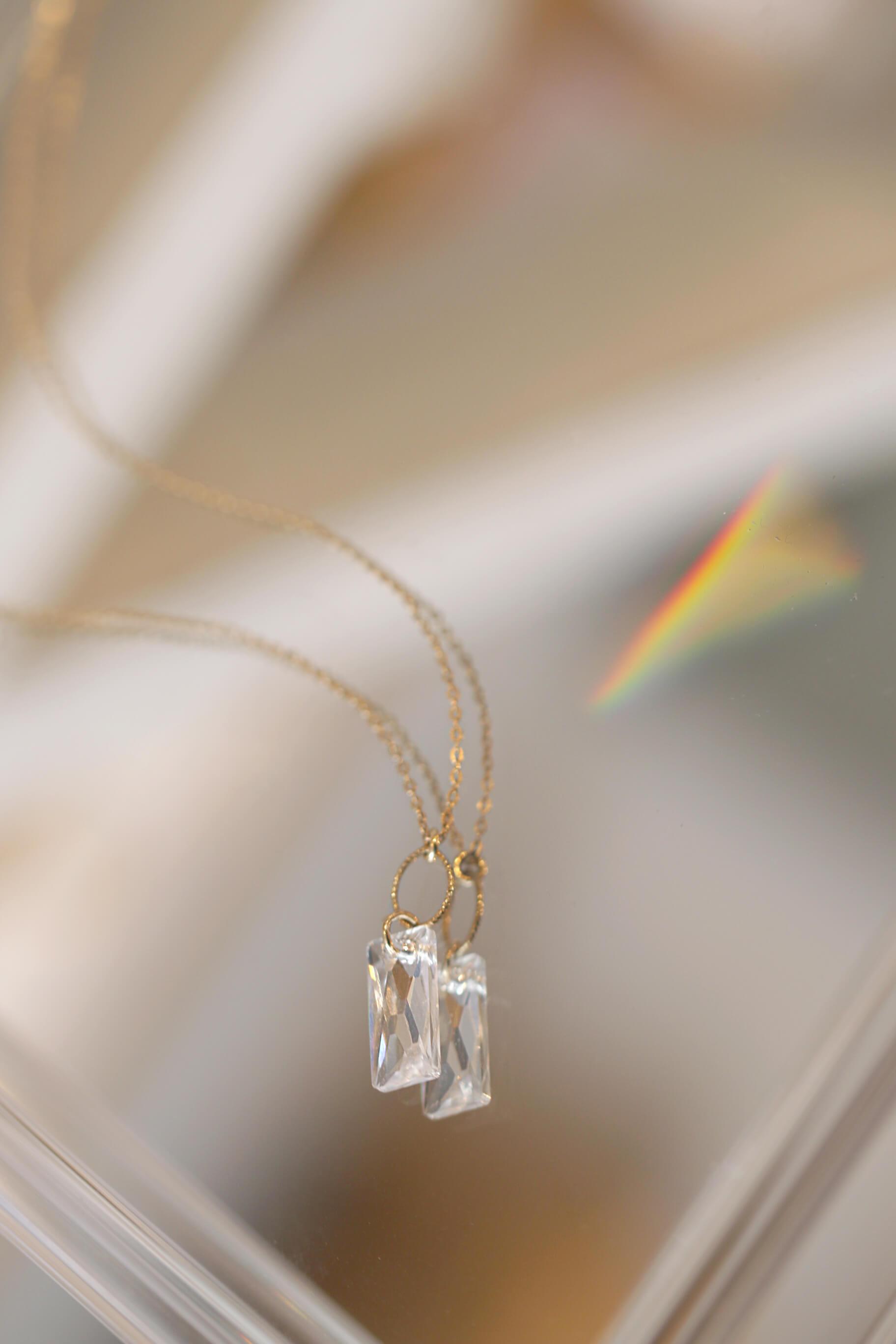 Clairvoyance Crystal Necklace Dainty Necklace Clairvoyance Necklace | Clear Baguette Swarovski Necklace | 2020 Vision and Clarity