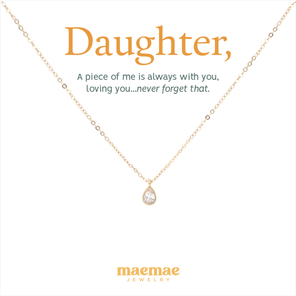 MaeMae Jewelry Daughter Petal Gold filled necklace on card