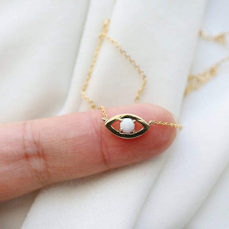 Evil Eye Protection Necklace  - Opal (Limited Edition) Dainty Necklace