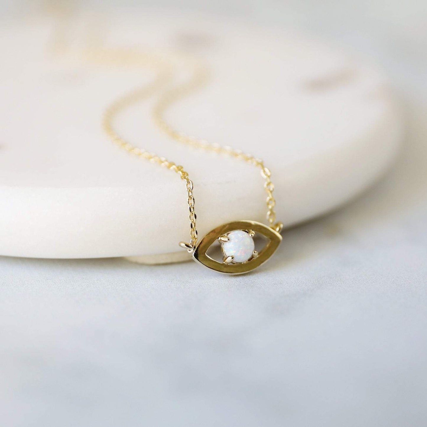 Evil Eye Protection Necklace  - Opal (Limited Edition) Dainty Necklace