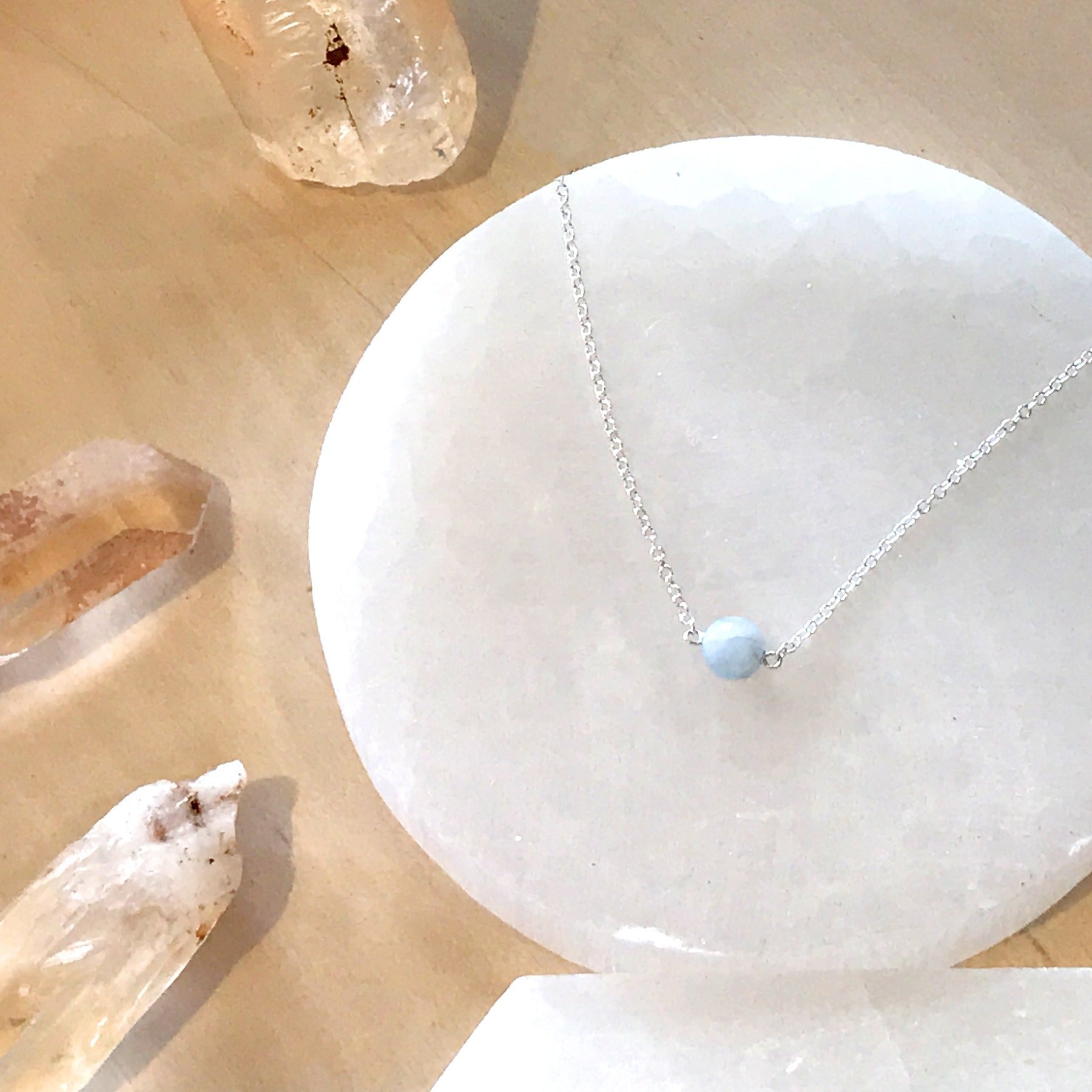 Float Aquamarine Necklace Dainty Necklace Aquamarine Pendant - March Birthstone - Inspirational Dainty Necklace