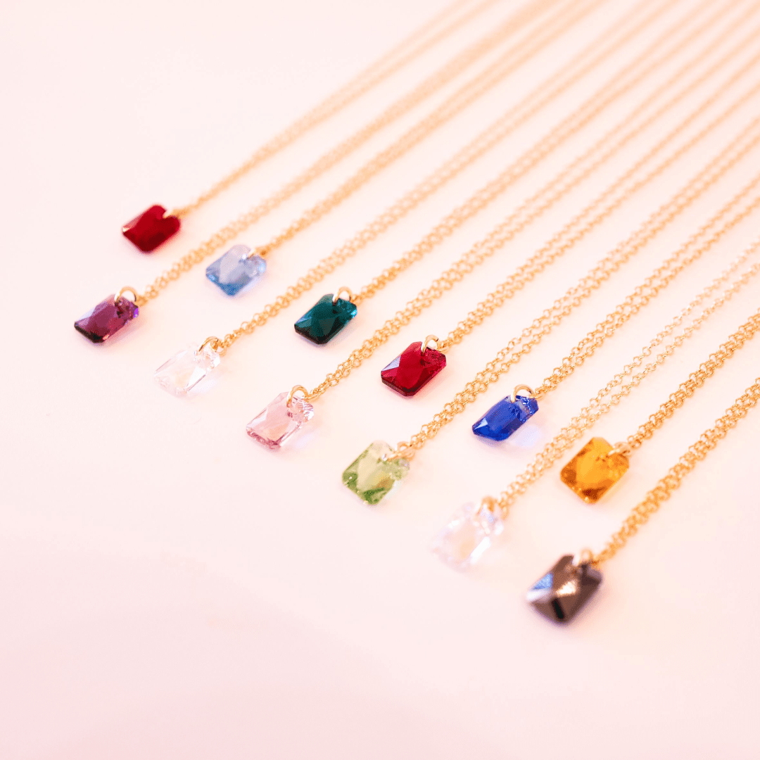 Gemstone Crystal Necklace (Birthstones) Dainty Necklace