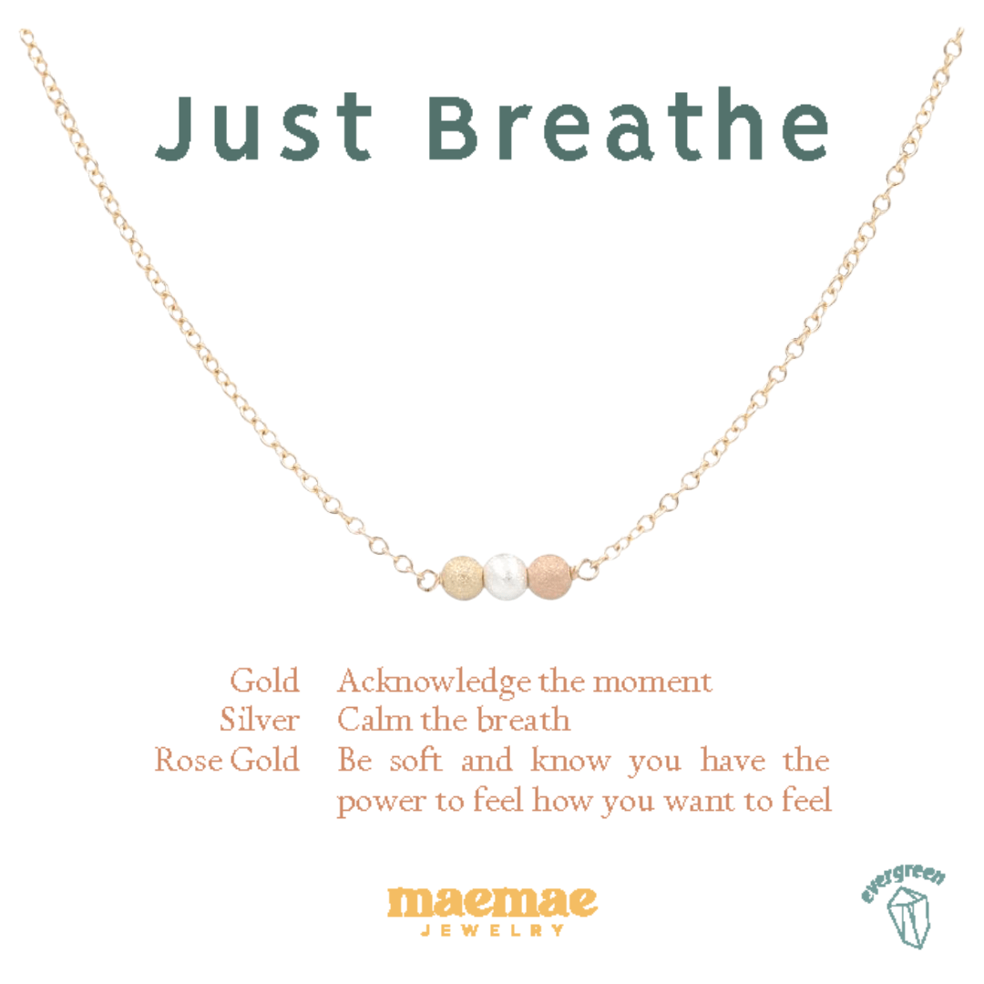 Just Breathe Necklace Dainty Necklace MaeMae Jewelry | "Just Breathe" Tri-Tone Necklace | Dainty Gold or Silver