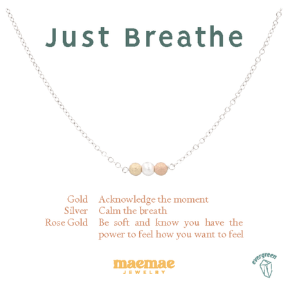 Just Breathe Necklace Dainty Necklace MaeMae Jewelry | "Just Breathe" Tri-Tone Necklace | Dainty Gold or Silver