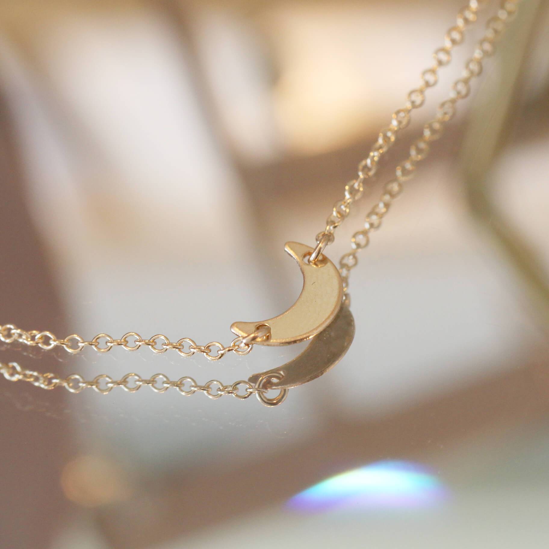 Dainty gold hot sale moon necklace