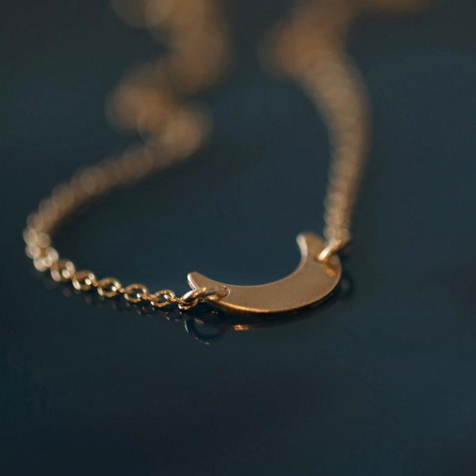 Dainty crescent moon on sale necklace