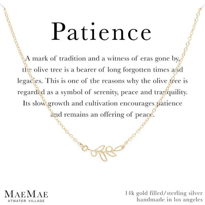 Patience Necklace Dainty Necklace Patience Necklace| Olive Branch Necklace | Carded Jewelry