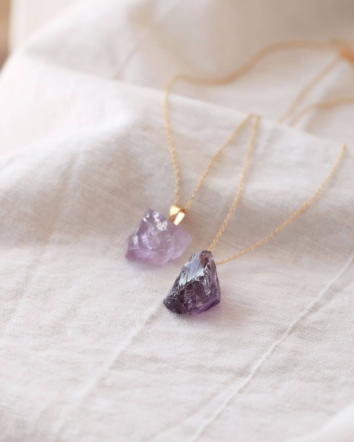 Raw Amethyst Long Necklace Dainty Necklace