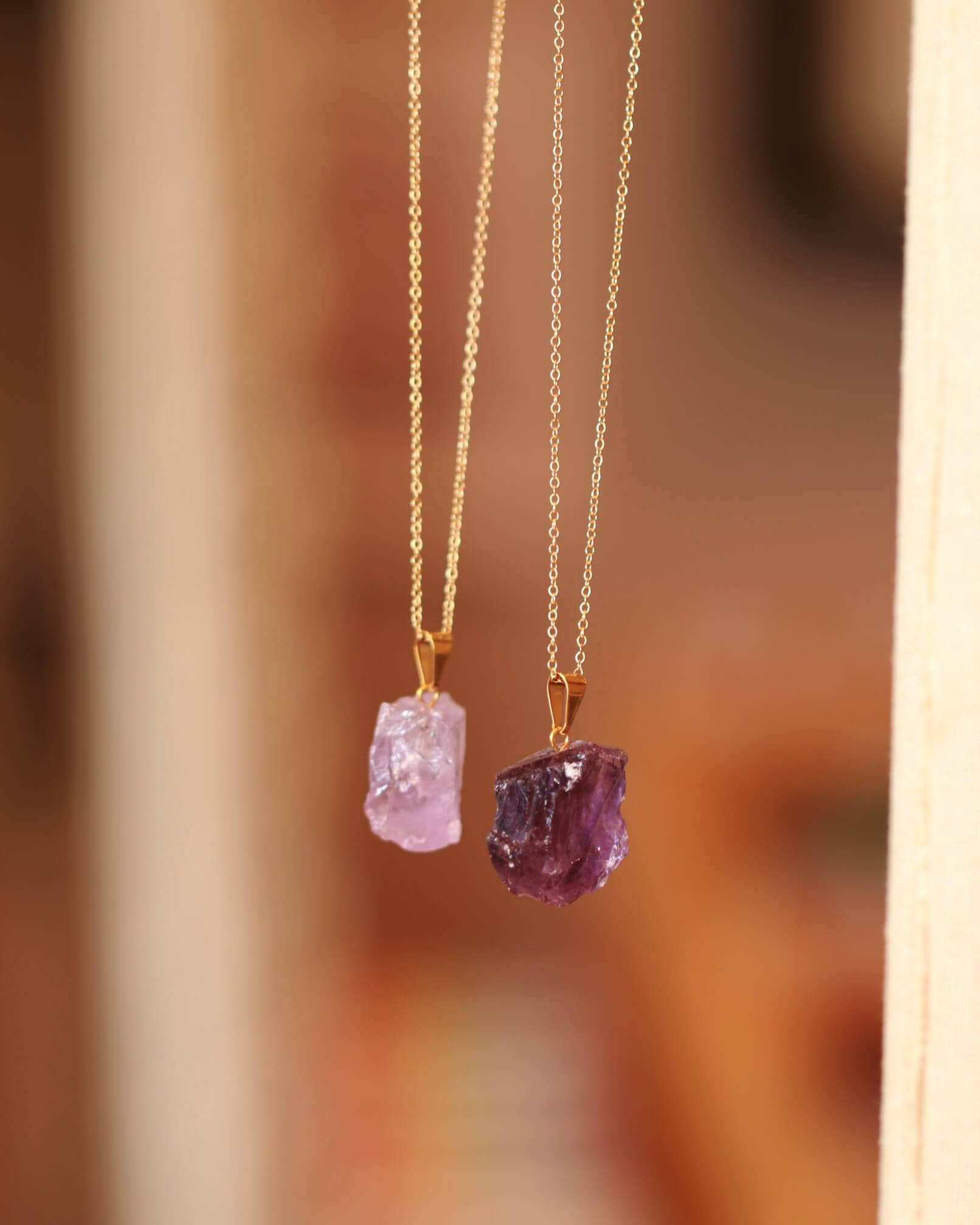 Raw Amethyst Long Necklace Dainty Necklace