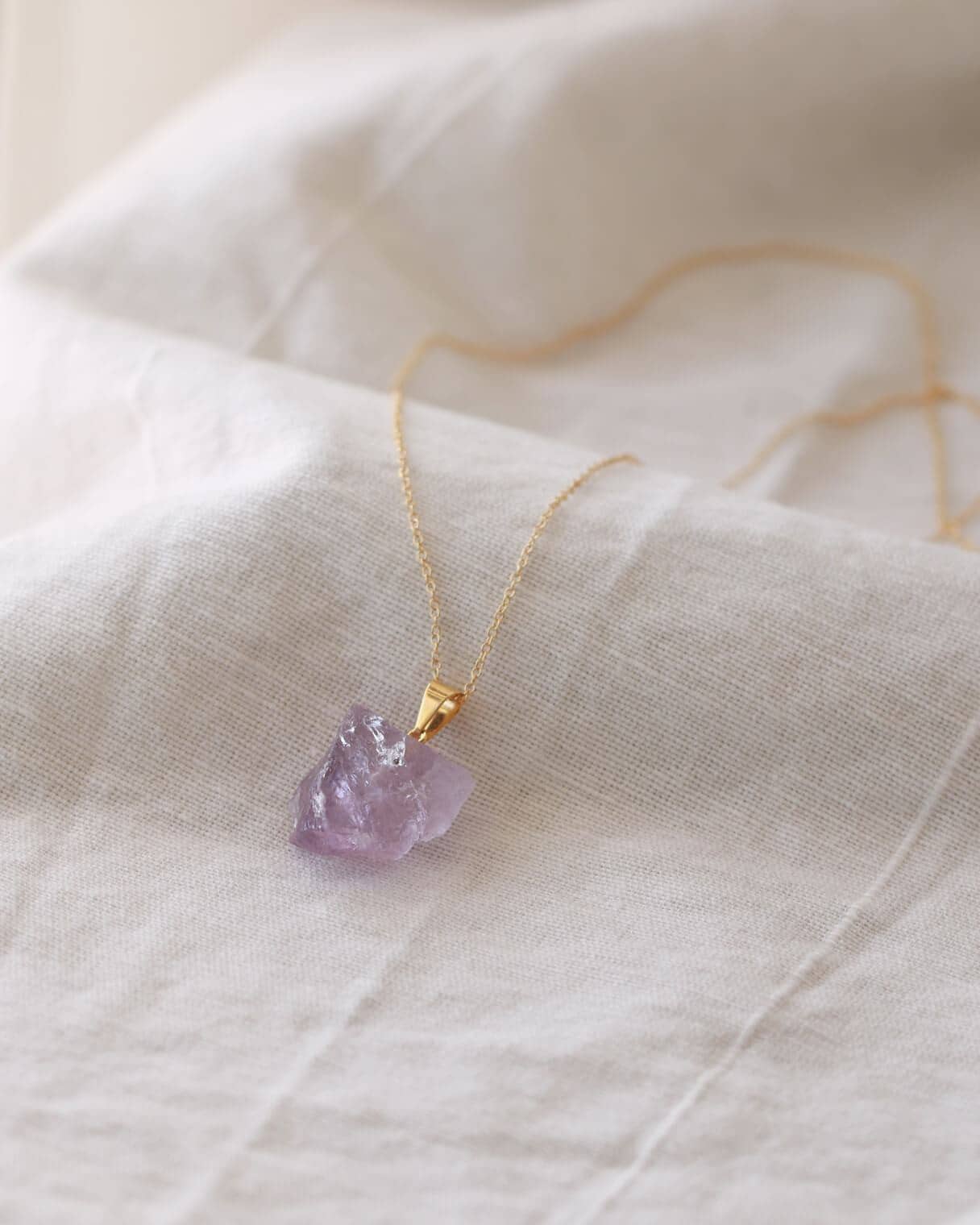 Raw Amethyst Long Necklace Dainty Necklace