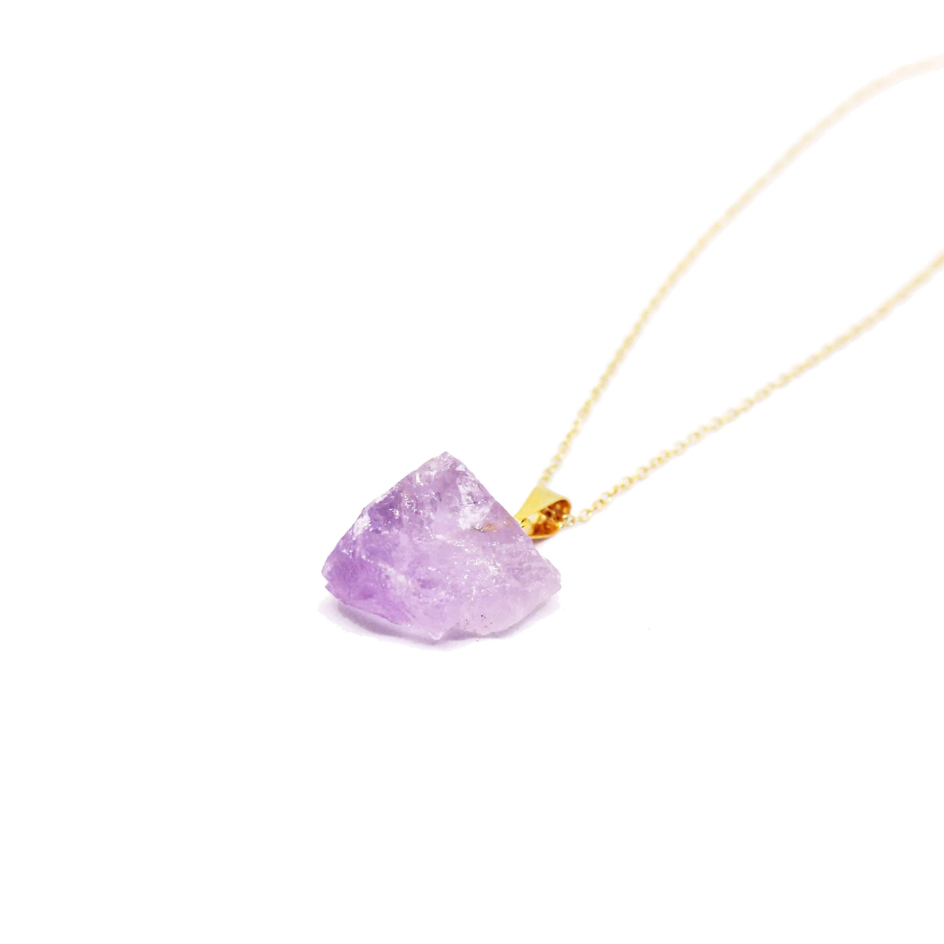 Raw Amethyst Long Necklace Dainty Necklace