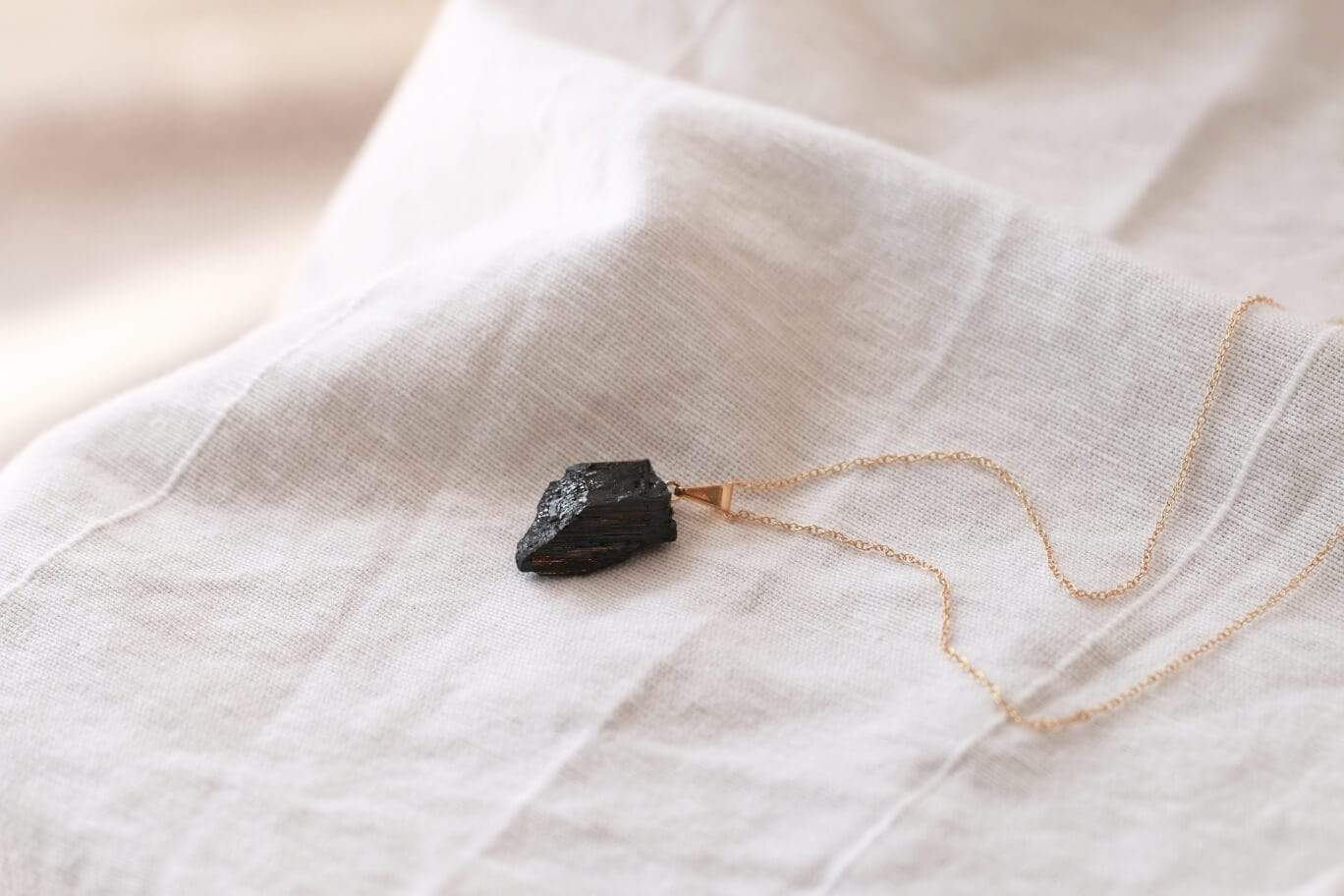 Raw Black Tourmaline Long Necklace Dainty Necklace