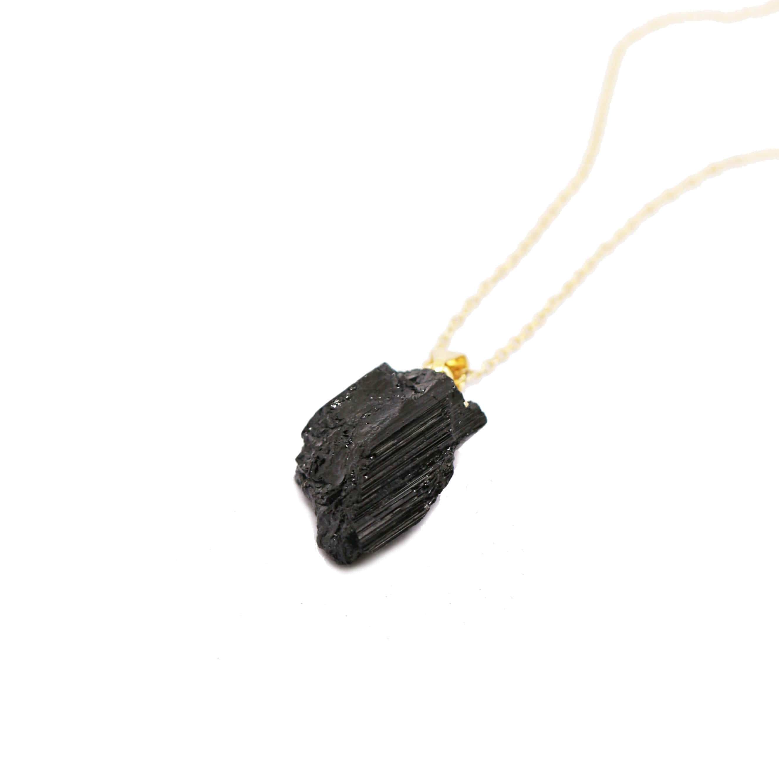 Raw Black Tourmaline Long Necklace Dainty Necklace