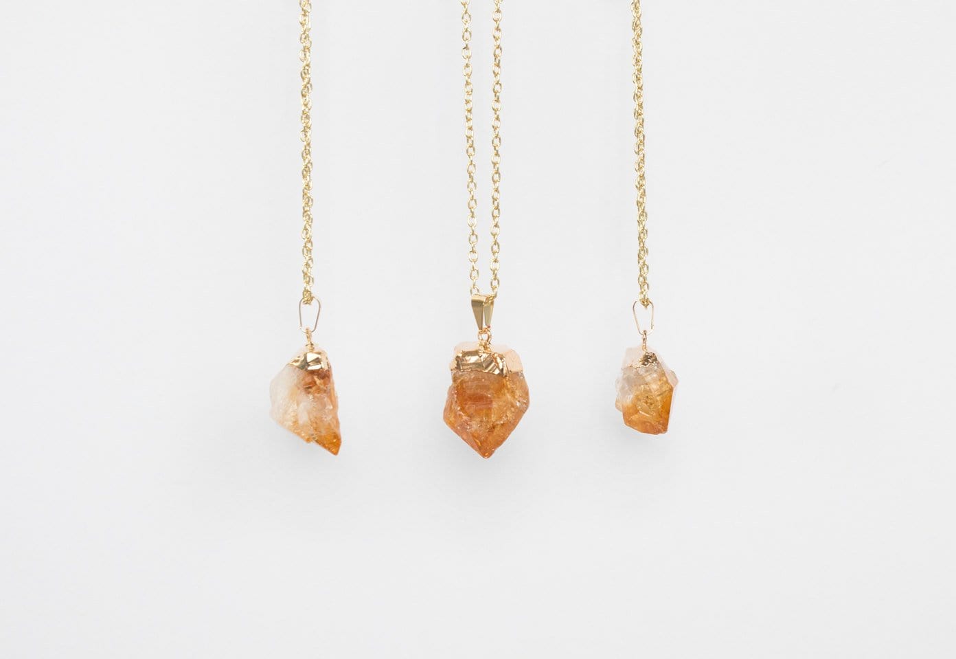 Raw Citrine Quartz Long Necklace Dainty Necklace